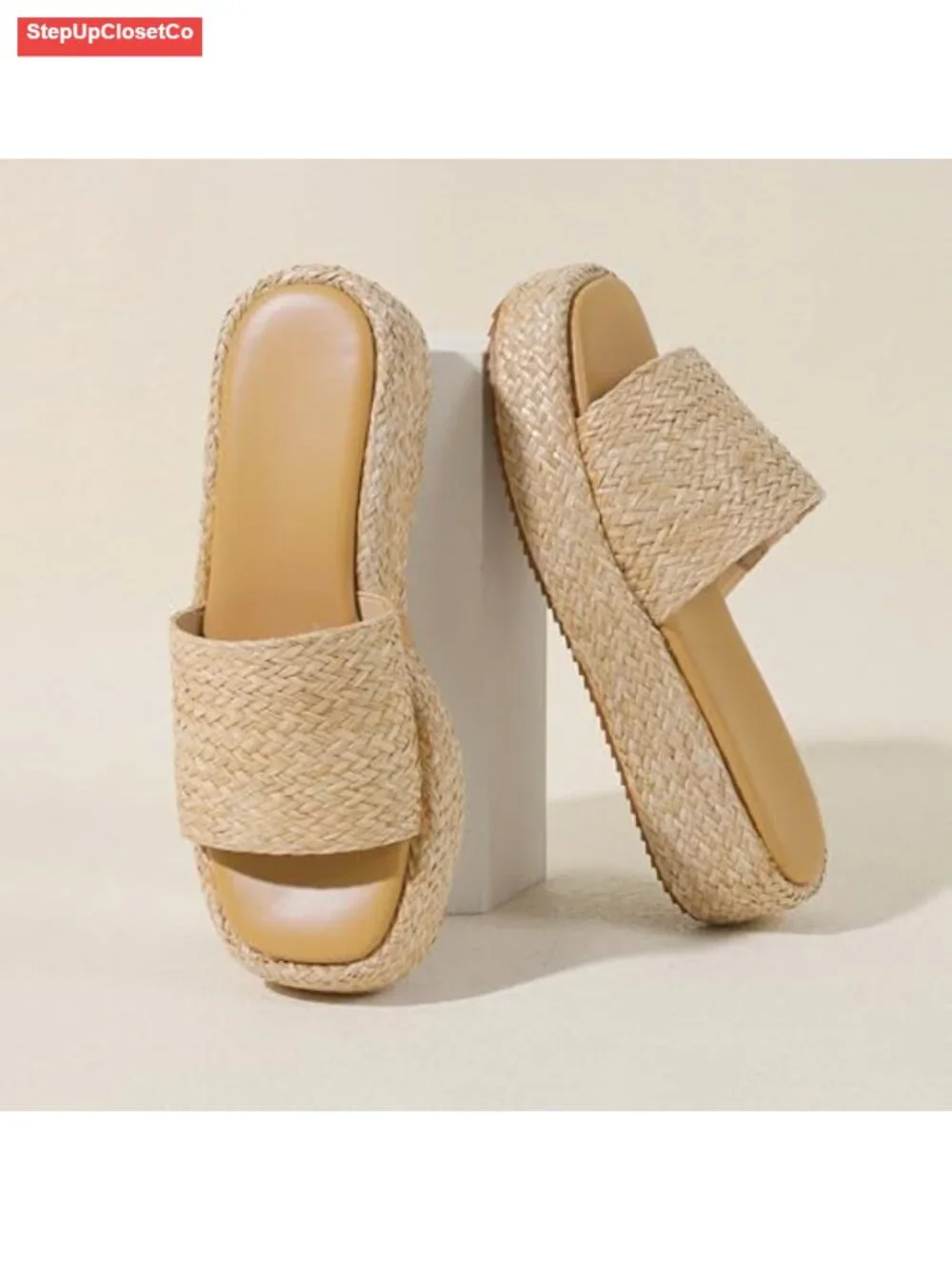 Platform Sandals, Slip On Espadrille Wedges Slides, Flatform Open Toe Beach